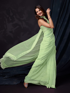 Trendmalls femmes Siroski Saree non cousu Blouse pièce ceinture mousse mousseline vert fête Style mariage été hiver K1042 - Product Image 3