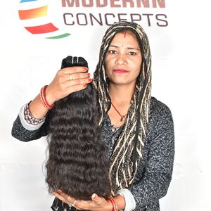 Extensiones de Cabello Humano Virgen Natural de la India al por Mayor, Cabello Humano en Paquetes Ondulados Profundos y Sueltos con Cutícula Alineada - Product Image 1