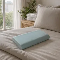 Oreiller cervical orthopédique ergonomique en mousse à mémoire de forme, respirant, doux, à récupération lente, contourné pour la courbe du corps humain