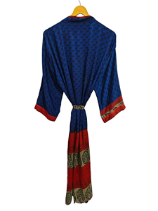 เสื้อคลุมอาบน้ำผ้าไหมชุดคลุมสำหรับใส่ในฤดูร้อนชุดบิกินี่เสื้อคลุมยาวชุดคลุมสำหรับกลางคืนทำด้วยมือสไตล์วินเทจผ้าไหมส่าหรี - Product Image 4