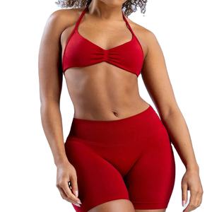 Haut Impact sport dos nu cou suspendu soutien-gorge vêtements de sport femmes Sexy entraînement Push-Up hauts Yoga ensembles Shorts - Product Image 1