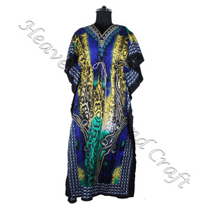 KFL011 Floral Printed Casual Wear Silk Long <b>Kaftans</b> for Women Long <b>Size</b> <b>Kaftan</b>/Caftan Cotton Clothing <b>Kaftan</b> Print Women's Dress - Product Image 4