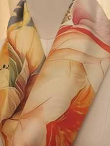 ผ้าพันคอผ้าไหมซาตินสำหรับผู้หญิงผ้าพันคอสี่เหลี่ยมผ้าฝ้าย100% พิมพ์ลายสีขาวดำคุณภาพสูง - Product Image 3