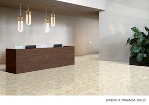 Carreau de sol en porcelaine émaillée polie de 600x1200mm Carreaux de sol muraux de style naturel aspect marbre brillant - Product Image 2