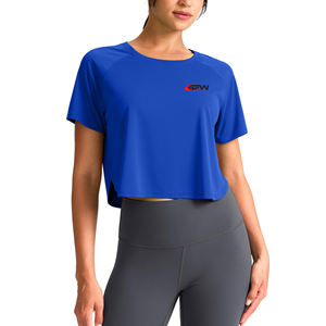 Top corto de entrenamiento para mujer, tela de LICRA de poliéster, diseño elástico ajustado sin mangas, ideal para gimnasio, yoga, correr y actividad - Product Image 1