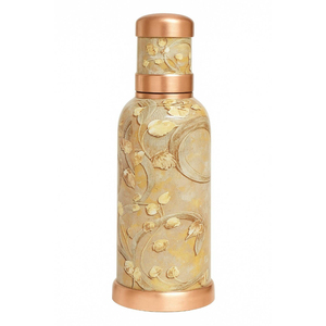 Vintage Pure <b>Copper</b> <b>Water</b> <b>Bottle</b> With Embossed Floral Design Antique Pure <b>Copper</b> Drink <b>Bottle</b> For Yoga And Home Decor Gift Item - Product Image 1
