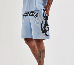 Custom Graphic Print Men Streetwear Light Blue <b>Baggy</b> <b>Jorts</b> Hip Hop Tribal Loose Fit Knee Length Soft Cotton Fleece Sweat Shorts - Product Image 2