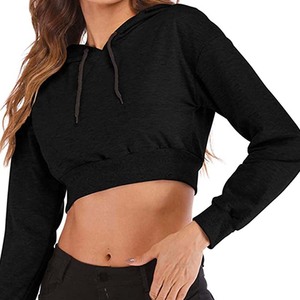Hot Selling Solid Color Crop Hoodies Comfortable Premium High Quality Newest Style Women Crop <b>Top</b> Hoodies New Fashion <b>Winter</b> - Product Image 6