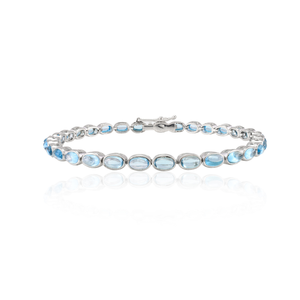 Elegante y Moderna Pulsera de Tenis de Plata de Ley 925 con Topacio Azul de Alto Brillo, Piedra de Nacimiento de Diciembre, Bañada en Rodio, Regalo de Alta Calidad - Product Image 1