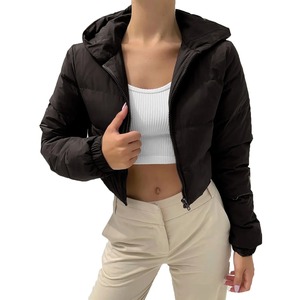 Chaqueta con capucha cálida de invierno para mujer, Parka informal de manga larga con cremallera, abrigos recortados, prendas de vestir exteriores acolchadas a la moda - Product Image 1