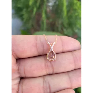 Pendentif en Morganite de synthèse taille poire, en argent sterling 925, fait main, bijoux en pierres précieuses, fournisseur en gros OEM ODM - Product Image 3