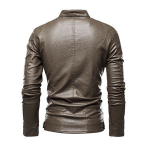 Venta caliente nueva chaqueta de cuero a prueba de viento de los hombres de moda con cuello alto personalizable servicio OEM ODM - Product Image 2