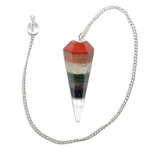 Péndulo de piedras naturales con gema personalizada, piedras curativas de 7 Chakras, con punto de cristal, venta al por mayor - Product Image 1