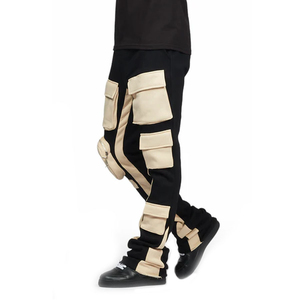 กางเกงวอร์มเล่นโยคะย้อมสีล้วนกางเกงกันยับสำหรับผู้ชายกางเกงฟิตเนสกางเกงขาบานออกกำลังกายแบบตรง - Product Image 1