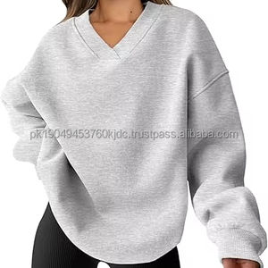 Sudadera Extra Grande con Cuello en V para Mujer, Sudadera de Forro Polar con Mangas Largas, Sudadera con Capucha, Top Cómodo, Atuendos 2026, Ropa Juvenil y Preppy - Product Image 1