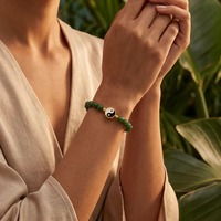 Bracelet en laiton plaqué or 18 carats avec jade néphrite naturel Yin Yang, amulette énergétique d'équilibre, bijoux OEM/ODM, faible MOQ