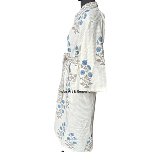 Vente en gros kimono en coton gaufré imprimé à la main - Product Image 4