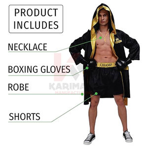 Disfraz de Boxeador para Hombre Adulto, Traje de Campeón Mundial de Peso Pesado con Bata, Pantalones Cortos, Guantes y Collar, Conjunto Completo - Product Image 2