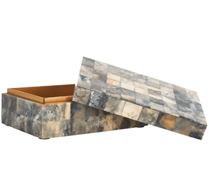 Boîte à bijoux en bois d'acacia de mangue personnalisable haut de gamme Rangement de bibelots carrés de qualité supérieure avec motifs gravés à la main - Product Image 1