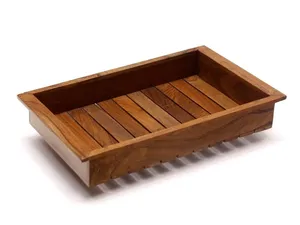 Bandeja de madera pelada hecha a mano de estilo japonés, madera de acacia Natural con asas para mesa de cocina, decoración del hogar - Product Image 3