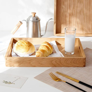 Bandeja de servicio de madera de alta calidad Bandeja de madera Bandejas decorativas para la decoración del hogar Cena Cocina Hecho en India al mejor precio - Product Image 1