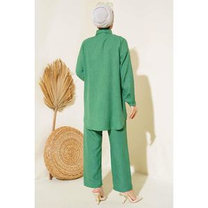 Ensemble 2 pièces en lin lapidé et pailleté vert - Product Image 4