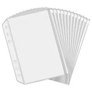 Carpeta A5 de PVC con cremallera, transparente, resistente al agua, con 6 agujeros como sobres de dinero en efectivo para aglutinación planificadora A5