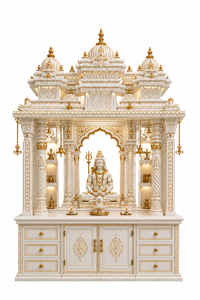 Exclusive Marble Look Teak Wood Shiva Home Temple Grand Hand Carved Wooden Hindu Temple For Home Shiv Pooja <b>Mandir</b> Australia - Product Image 2