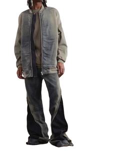 Venta al por mayor de alta calidad de los hombres pantalones vaqueros rectos de color puro de pierna ancha pantalones largos casuales primavera otoño moda por encargo - Product Image 2