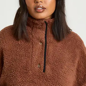 Sweat-shirt pour femmes de haute qualité avec col zippé quart et ourlet côtelé, manches longues / Prix d'usine pour les acheteurs, décontracté - Product Image 2