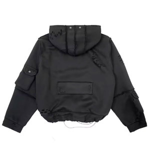 Mejor OEM personalizado de peso pesado lavado con ácido Vintage pulóver térmico Sudadera con capucha ropa de calle desgastada para hombres Unisex en blanco para el invierno - Product Image 2