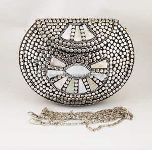 Falak กระเป๋าถือคลัทช์โลหะหรูหราส่งออกทั่วโลกสำหรับผู้หญิงกระเป๋าเงินแฟชั่นคุณภาพสูงมีซิปปิดสำหรับงานปาร์ตี้งานอีเว้นท์ - Product Image 2