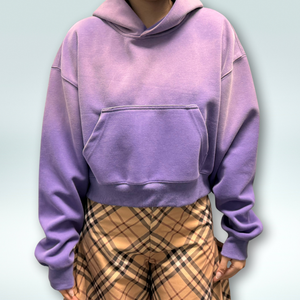 Streetwear personnalisé unisexe surdimensionné Baggy Boxy français éponge pull sweat Vintage délavé à l'acide blanc recadrée à capuche hommes - Product Image 3