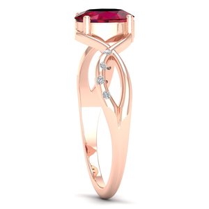 REYES Bagues à la mode en moissanite rubis en or rose 10 carats 14 ct 18 ct taille ovale 0.75 carat bijoux de mariage en pierre précieuse rubis pour femmes - Product Image 3