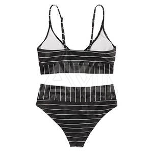Conjunto de Bikini a Rayas para Mujer, Traje de Baño de Dos Piezas, Ropa de Playa, Logotipo Personalizado OEM ODM - Product Image 2