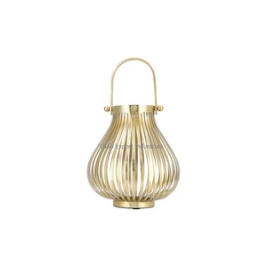 Juego de 2 velas de hierro y Metal de diseñador, farol chapado en oro brillante para decoración navideña y de jardín, FAROL DE VELA colgante - Product Image 3