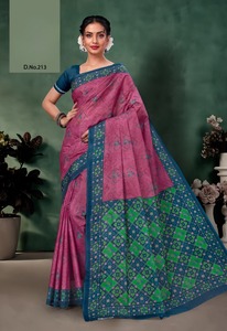 Saree en pur coton tendance avec chemisier pour adultes Bonnes tenues du fournisseur indien au prix de gros - Product Image 4