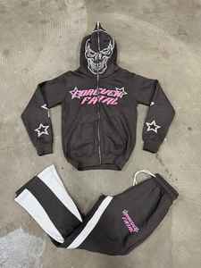 Chándal con logotipo personalizado para hombre, chándal, conjunto para correr, sudaderas con cremallera completa vintage, chándal lavado con ácido, chándal - Product Image 2