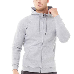 Sweat à capuche zippé vierge en molleton épais 100% coton, style streetwear hiver, personnalisable avec logo sur le devant, respirant, unisexe, haute qualité - Product Image 1