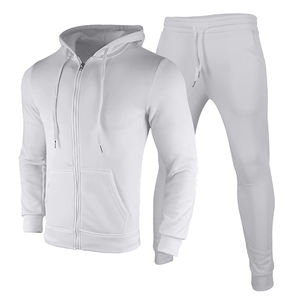 Nouveaux vêtements d'entraînement hommes plaine piste Jogging survêtement costume ensemble personnalisé blanc survêtement survêtement hommes 2 deux pièces pantalon ensemble à vendre - Product Image 1