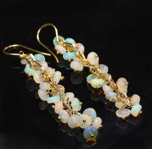 Pendientes de Ópalo Etíope Hechos a Mano, Plata de Ley 925, Chapados en Oro de 14K, Joyería de Ópalo de Fuego con Cuentas para Mujer - Product Image 5