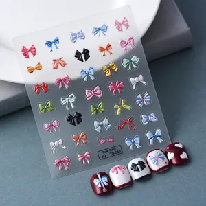Cute Bow Kot Nail Stickers Custom Self Adhesive Nail Art Decals Bows Nail Stickers