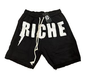 Pantalones cortos de hilo personalizados con precio al por mayor letras bordadas desgastadas ropa de calle pantalones cortos casuales de verano Pantalones cortos de alta calidad para la venta - Product Image 3