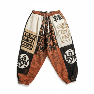 Pantalon Harem Hip Hop Baggy Oversize Taille Mi-Haute en Toile Patchwork Tendance Streetwear 100% Coton Respirant Séchage Rapide - Product Image 5