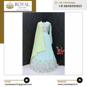 2023 última llegada mejor calidad ropa de boda pesado Faux Georgette Anarkali vestido con secuencia y bordado trabajo - Product Image 5