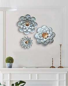 Arte de pared de metal en forma de flor último diseño para sala de estar - Product Image 3