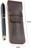 Étui à stylos carré en cuir véritable fait main New Era NEO-PH, grand modèle marron, multi-stylos, protection intégrale, options de logo et de couleur personnalisées