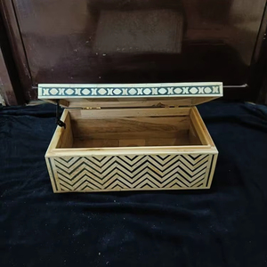 Joyero de madera con incrustaciones de hueso blanco y negro hecho a mano de lujo, organizador de almacenamiento decorativo de gran venta - Product Image 2