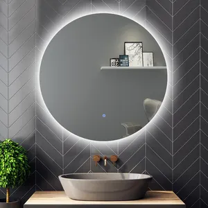 Wandgemonteerde Ronde Achtergrondverlichting Touchscreen Led Bad Slimme Spiegel Voor Badkamer