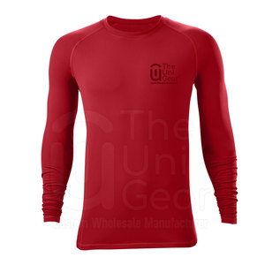 Men's <b>Red</b> <b>Long</b> <b>Sleeve</b> Rash Guard Compression Shirt Quick Dry Polyester Workout <b>Top</b> Adult Size - Product Image 6